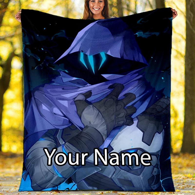Custom Name Valorant Theme Printed Blanket - Perfect for Couch, Bed, Travel & Outdoor Use | Machine Washable, Cozy & Durable.
