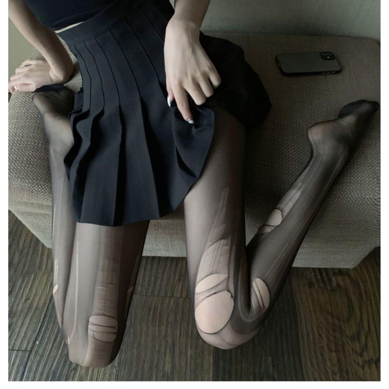 Sex stockings sexy black unopened stockings hand-torn free stockings one-time arbitrary tear cut stockings sex