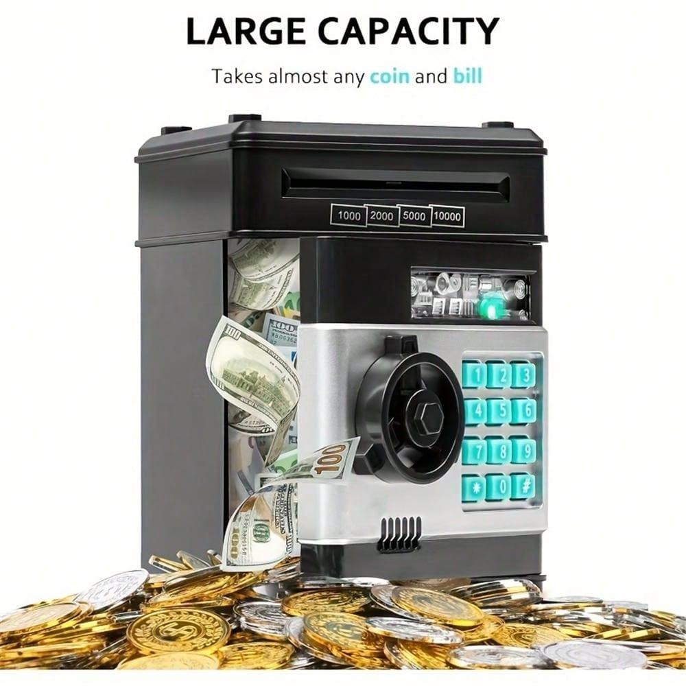 Piggy Bank, Electronic Coin Savings Bank With Password Protection, ATM Savings Bank Coin Reel Storage Box, Creative Money Storag