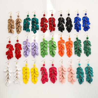Retro Petal Leaves Drop Earrings Exaggerated Eardrop Fashion Long Tassel Earrings  Gifts