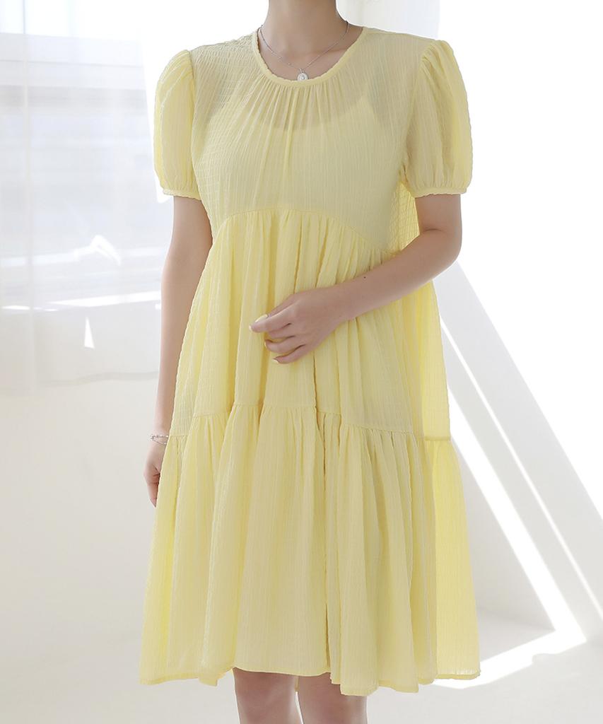 Ppaeppae Back Ribbon Shoulder Puff Midi Dress