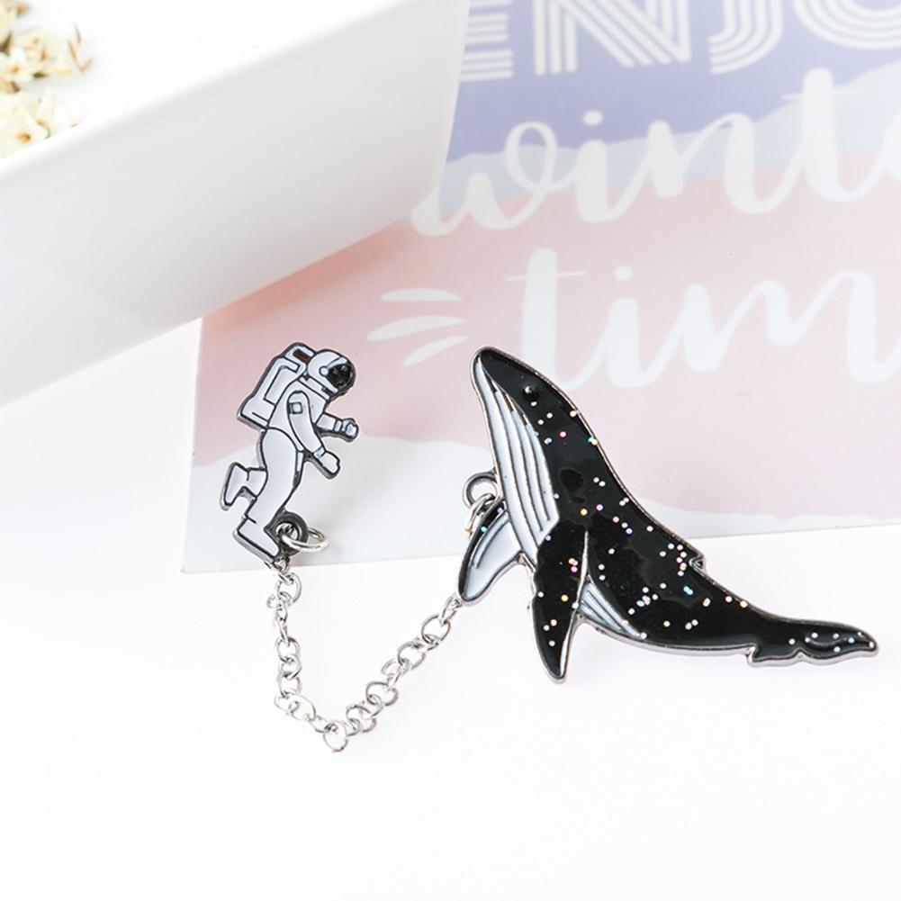 Women Brooch Cute Clothing Badge Adorable Whale Shape Shining Inlaid Collar Needle