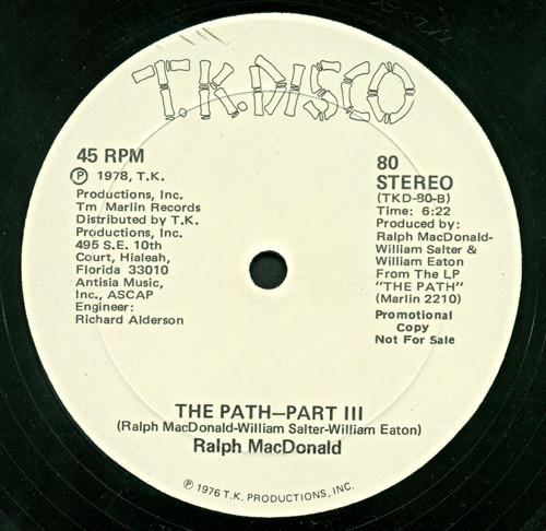 

12inch Record RALPH MACDONALD - The Path-Part II & III 80PROMO T.K. Disco 1978 US Soul/Funk Used