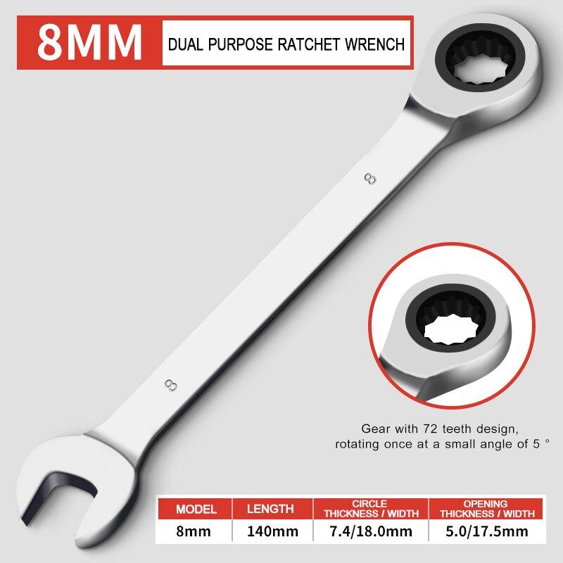 Universal Ratchet Wrench 72 Tooth Gear Ring Torque Socket Repair Hardware Tools Multifunctional Anti Slip Durable