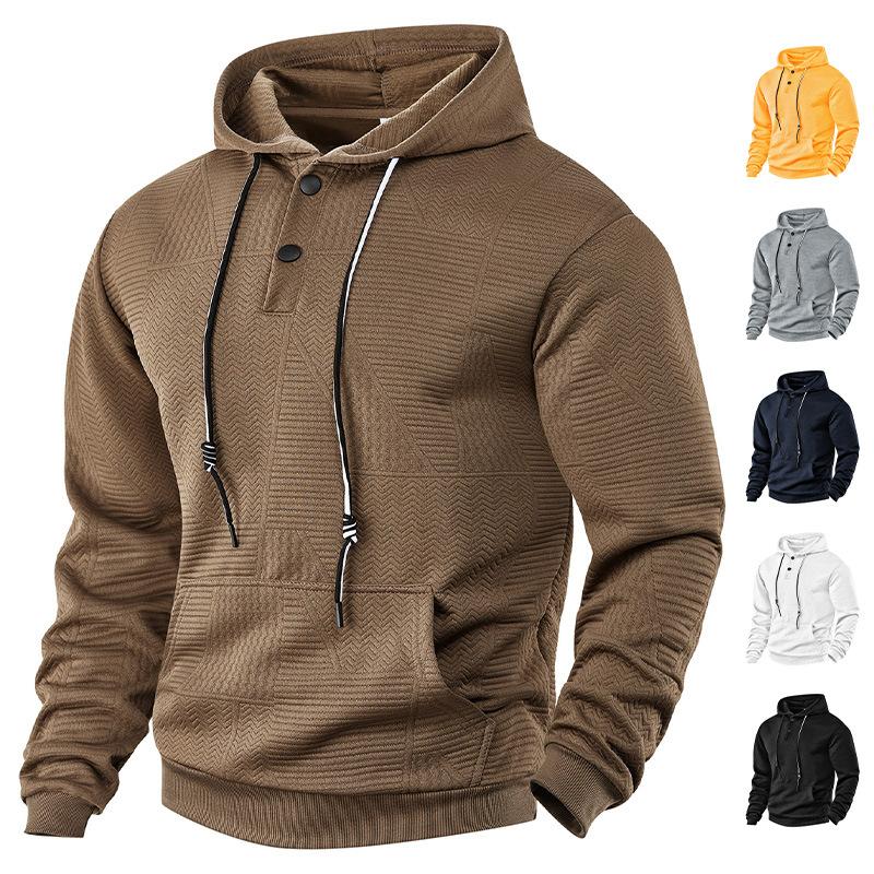 Spring and Autumn Pullover Solid Color Casual Sports Loose Trendy Long Sleeve Hoodie Men