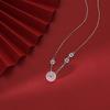 Copper Coin Safety Buckle Necklace Women'S Light Luxury Country Tide White Chalcedony Pendant Coin Hetian Jade Collarbone Chain Gold