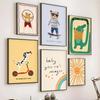 Animals Poster Prints Nordic Floral Bunnies Nursery Cool Bear Goose Wall Art Whimsical Rabbit Print for Kids Room Playroom Decor