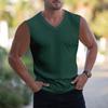 Men Summer Tank Top Vertical Stripe V-neck Solid Color Casual Sleeveless Tank Top T-Shirt Vest