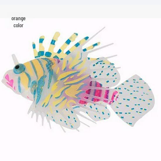 Decorative Lionfish with Suction Cups - Luminous, Plastic, and Ideal for Fish Tank Landscaping