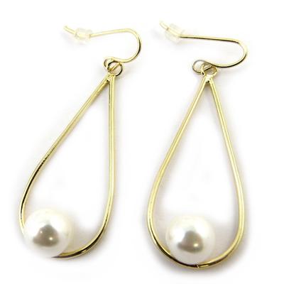 [N3704] - Designer Earrings 'Perla' Ivory Gold