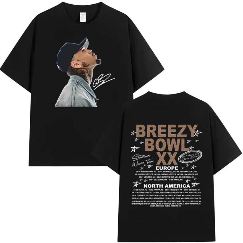 

Rapper Chris Brown Breezy Bowl XX Tour 2025 New Album T Shirt Men s Hip Hop Gothic T-shirt Vintage Oversized T Shirt Streetwe... 5XL різнокольоровий