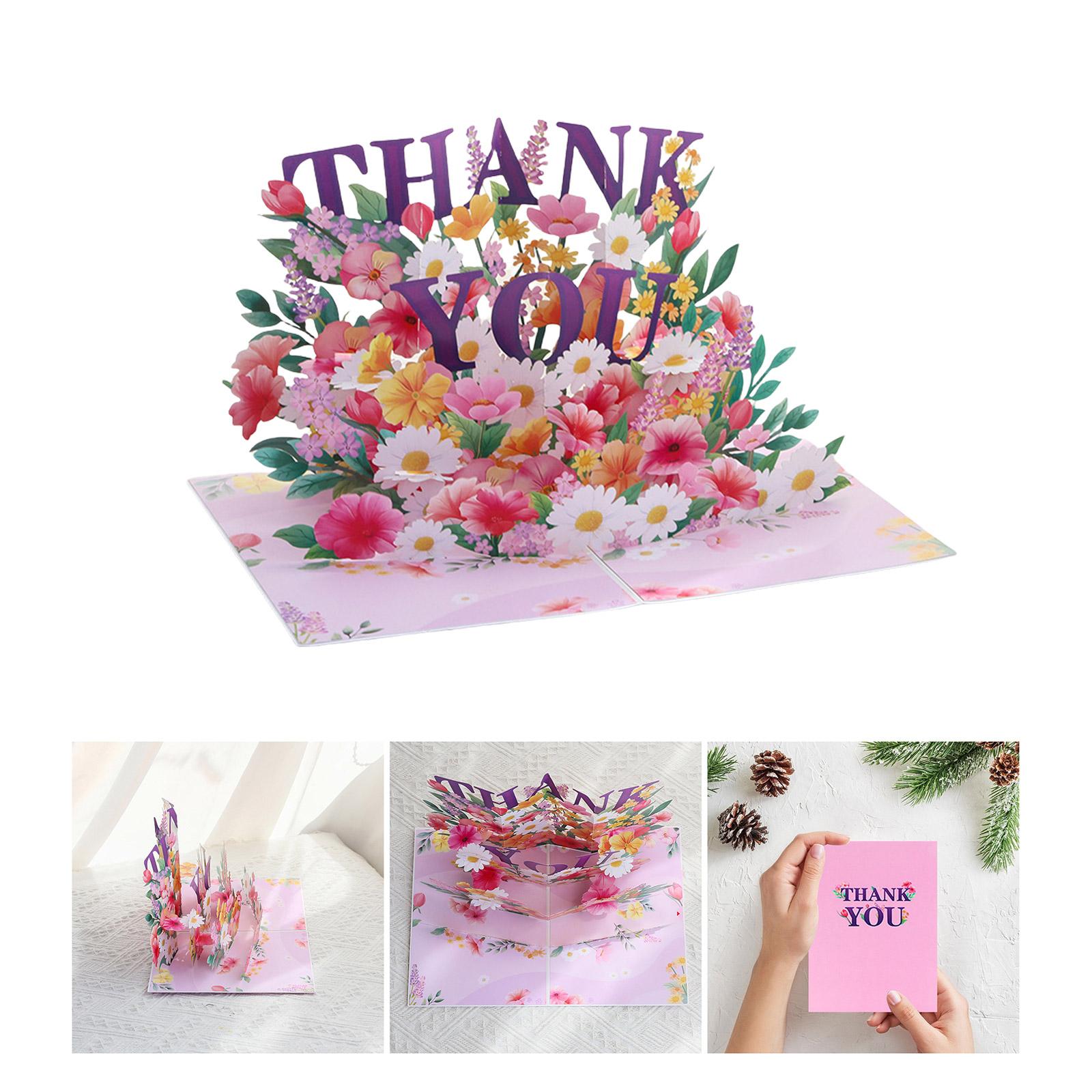 3D Pop Up Thank You Greeting Card Heartfelt 3D Thank You Greeting Card in Pink for Birthdays and Milestone Events pink
