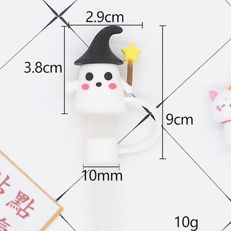 10Mm 0.4In Halloween Straw Cover Cap Silicone Straw Topper For Cup Kawaii 3D Reusable Straw Halloween Party Gift Decor