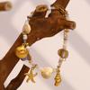 MamacitaSlay New Design 18K Gold-plated Stainless Steel Natural Stone Starfish Shell Bracelet Necklace Waterproof Jewelry Set