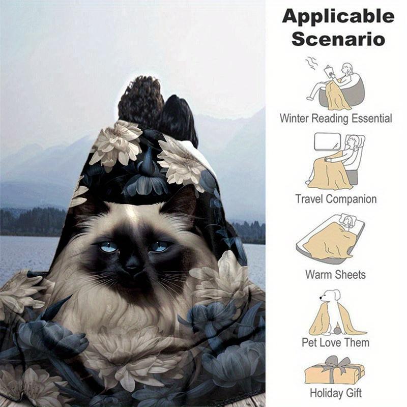 1pc Cat Printing Lightweight Flannel Blanket, Comfortable and Warm Blanket, for Camping Sofa Bed and Couch Office, Gift