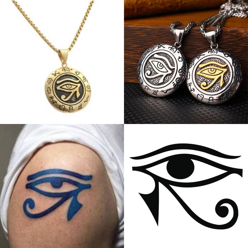 Naszyjnik Wisiorek Amulet Talizman Oko Horusa Starożytny Egipt Egipski Leczenie Ochrona Biżuteria ze Stali Nierdzewnej Prezent Hip Hop Rock Goth Gotycki