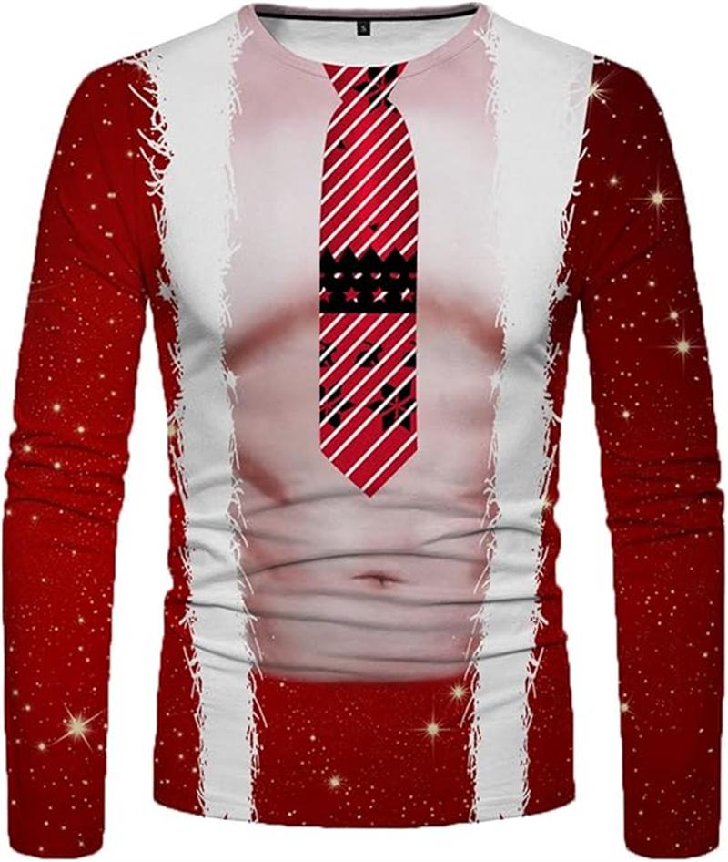 Christmas Santa 3D Printed Long Sleeve T Shirt For Men Women Casual Fashion Streetwear Comfortable Tops Cosplay Y2k Ugly TShirt
