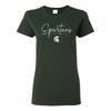 Michigan State Spartans Thin Script Womens T-Shirt - Forest