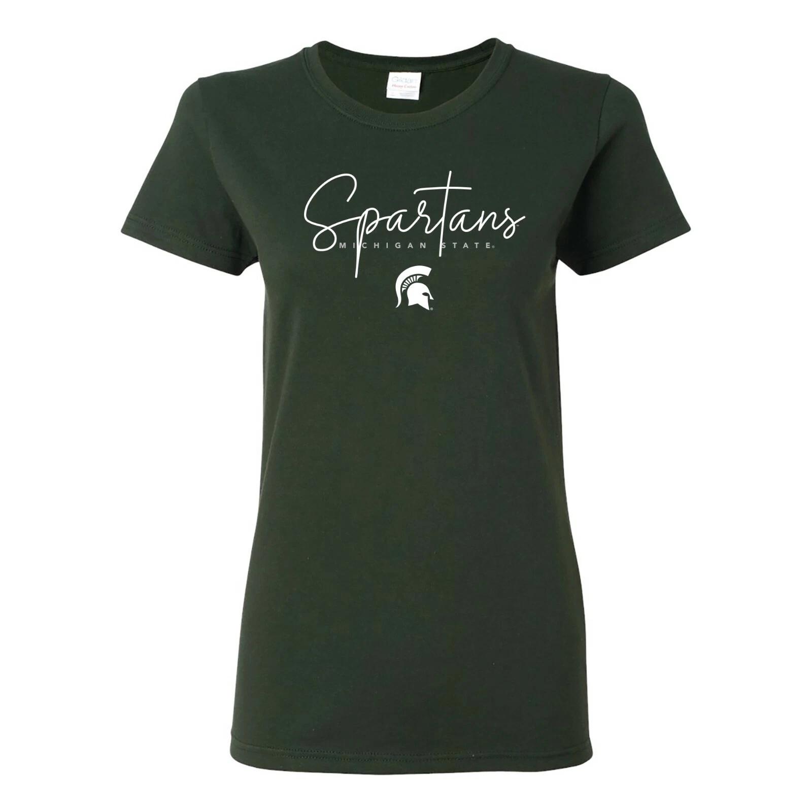 Michigan State Spartans Thin Script Womens T-Shirt - Forest 3XL
