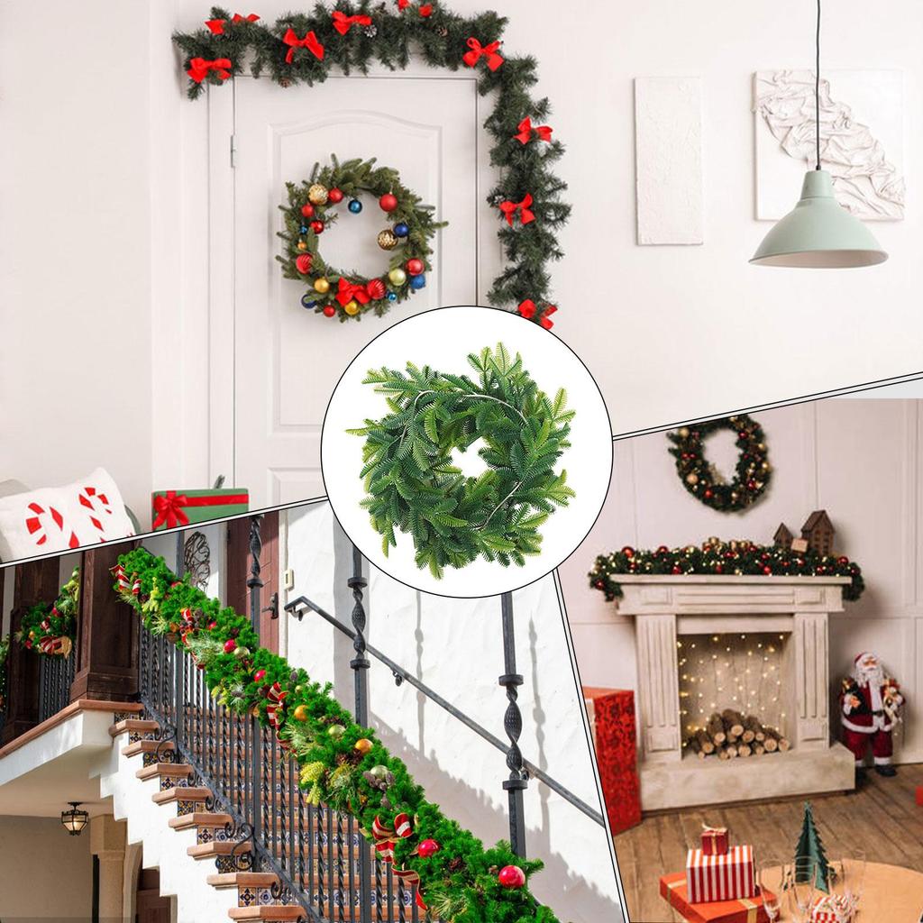 Christmas Pine Garland Artificial Hanger Ornament Real Touch Artificial Pine Cypress Vines For Porch Fireplace Mantel Stairs