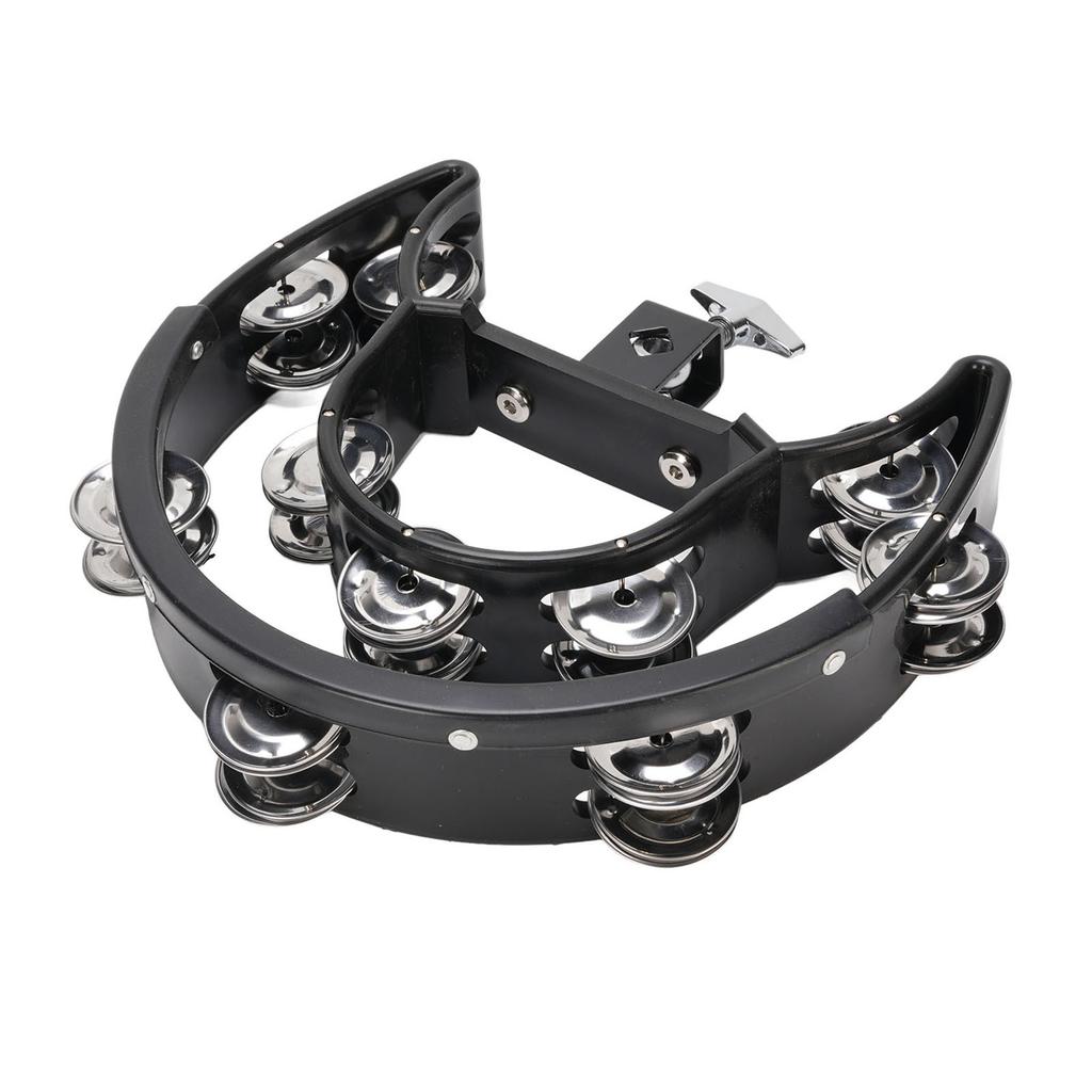 Jingles Ręczny Instrument Perkusyjny Mocowany Ergonomiczny Design Podwójny Rząd Półksiężycowy Tamburyn Muzyczny dla