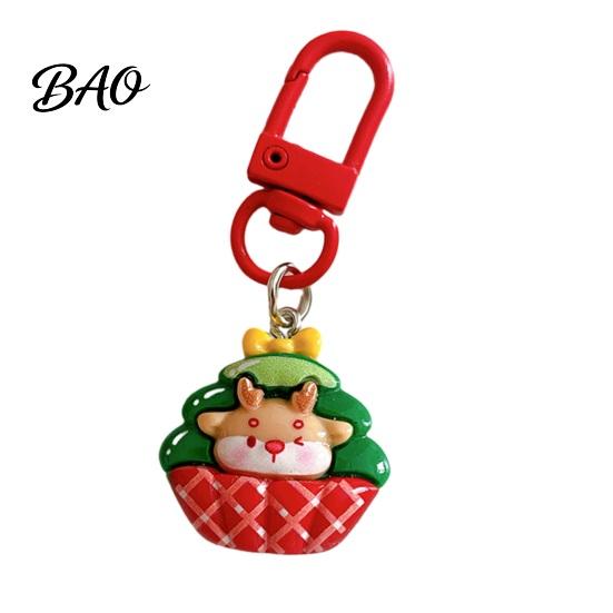Christmas Keychain Decorations Theme Keychain, Cartoon Santa Claus Elk Bear Tree Decoration Key Rings Pendant, Festive Charm Ornament for Bags