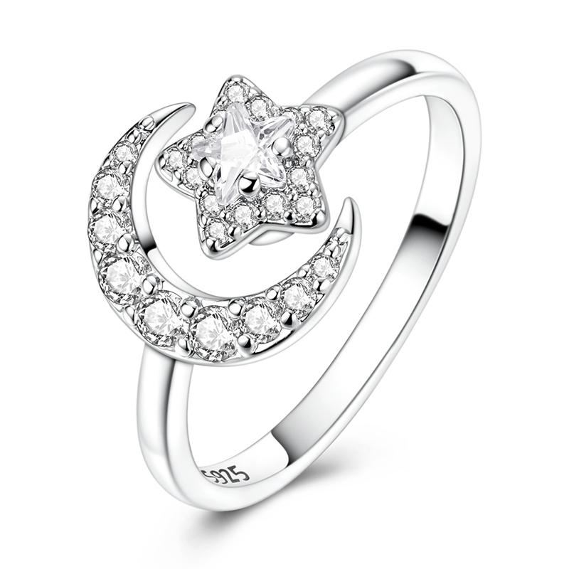 Clover Adjustable Ring 925 Silver Rotating Cherry Blossom Flower Open Rings For Women Wedding Jewelry Gift