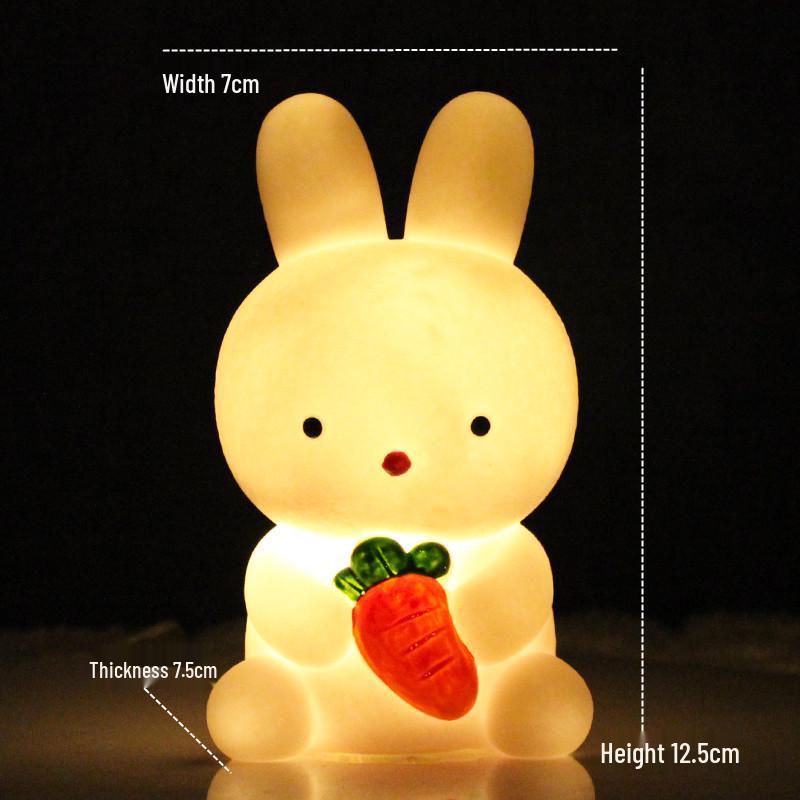 Cartoon Kaninchen Silikon Nachtlicht mit LED-Timer, Knopfzelle und dekorativem Geschenk.