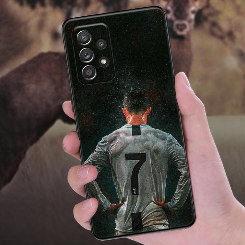 C-R-7 Dark Football Phone Case For Samsung Galaxy A57 A56 A37 A55 A36 5G A26 A54 A52 A35 A34 A25 A17 A16 A15 A07 A06 Soft Cover