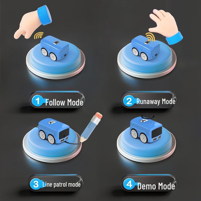 Smart Gesture-Controlled Mini Bus: Automatic Obstacle Avoidance & Line Following Desktop Toy Car