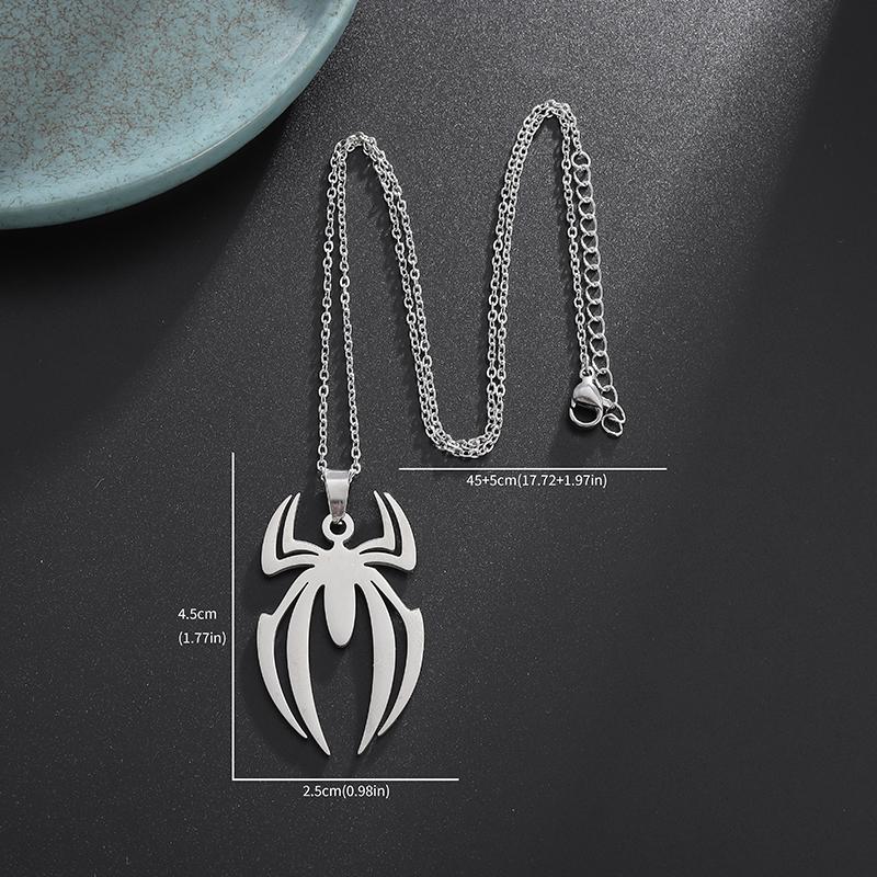 Stainless Steel Simple Personalized Spider Pendant Necklace Men and Women Fashion Party Pendant Jewelry Gift