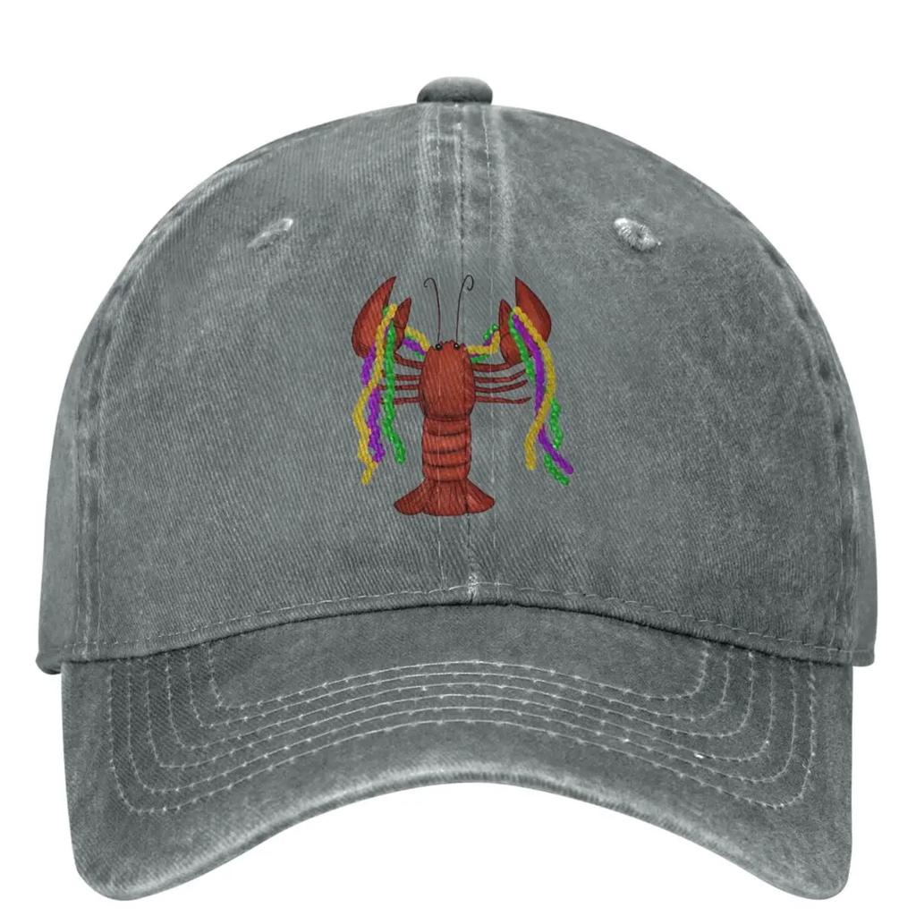 Mardi Gras Crawfish And Beads Washed Baseball Cap Fashion Hip Hop Dad Hats Spring Women Unisex Outdoor Sport Designer Baseball Caps