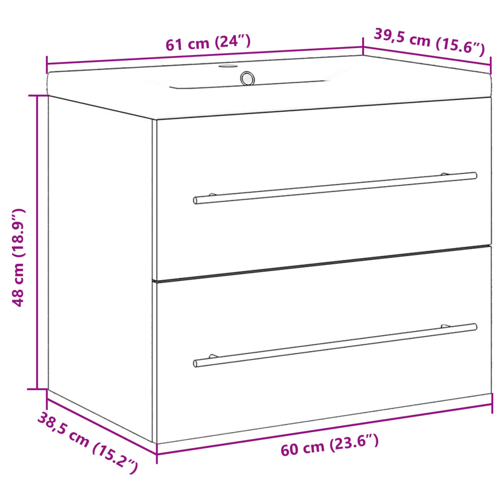 2 Piece Bathroom Furniture Set Sonoma Oak Particleboard