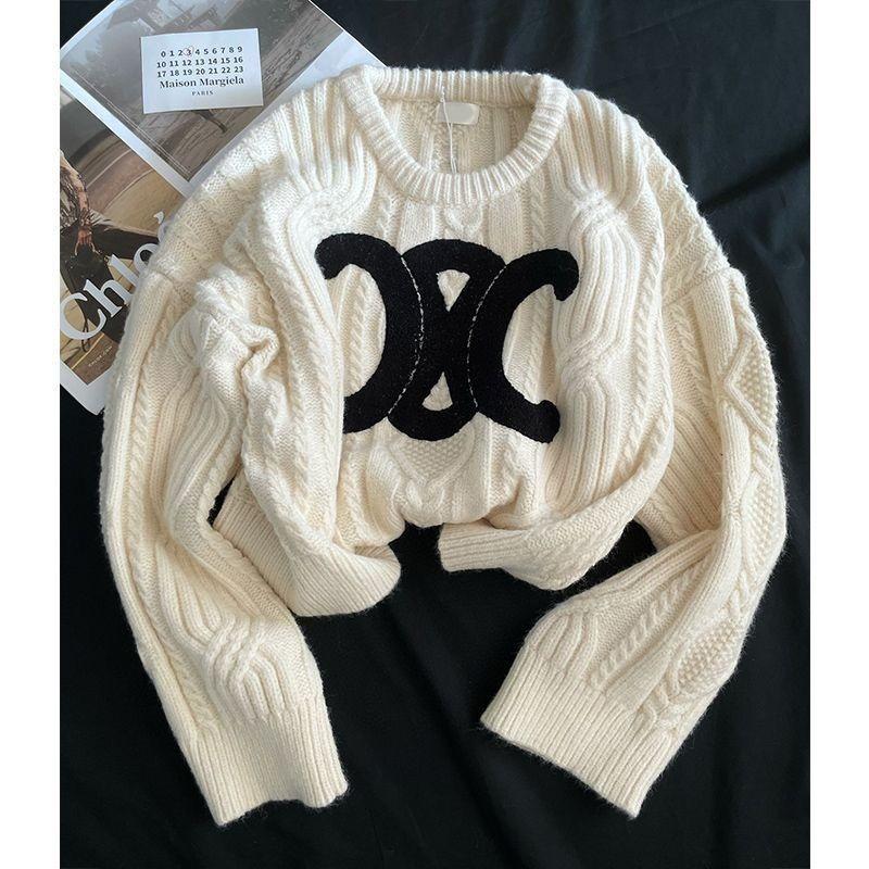 

New Sweater Design Knitted Sweater Thickened Short Winter All-match S бежевий