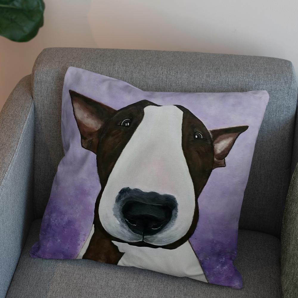 Bull Terrier Pillow Case For Car Sofa Decorative Home Doublesided Print Plush Square Throw Pillow Cushion Cover