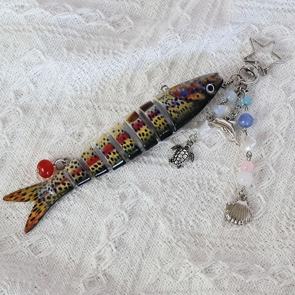 Multi Jointed Fish Hook Key Chain Simulation Backpack Pendant Creative Keychain Pendant  Gifts