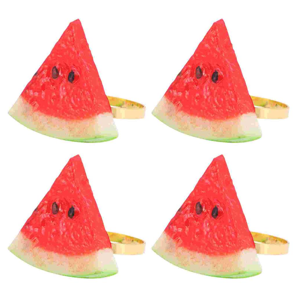 4 Pcs Watermelon Napkin Buckle Rings Festival Paper Serving Utensils Fruits Holder Dinner Buckles