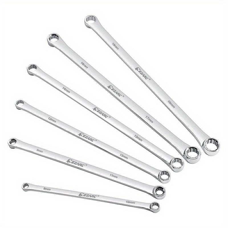 6Pcs Extra Long Box End Wrench Set Metric Aviation Spanner CRV 8mm-19mm Durable Combination Tool Kit