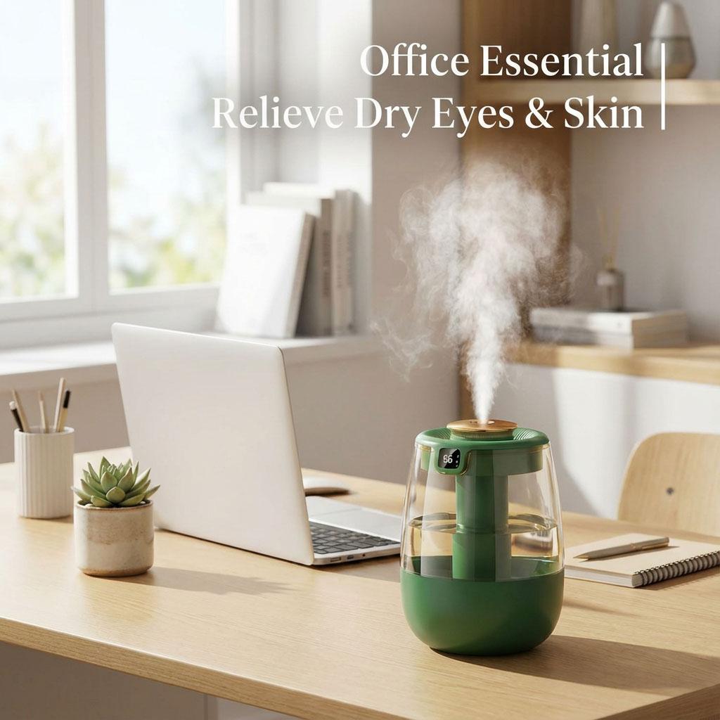 

Silent Bedroom Humidifier with UV Sterilization - 10dB Ultra-Quiet Dual Spray Mist Maker with Sleep Light