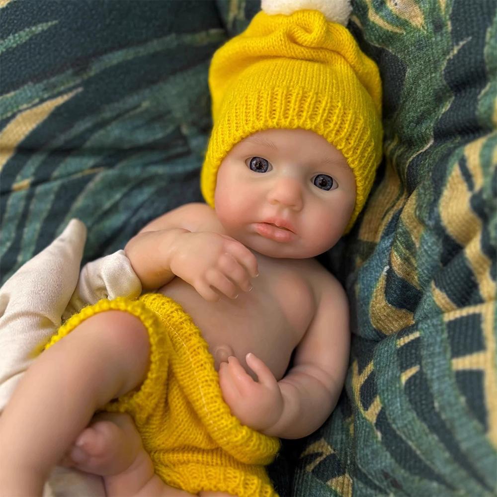 100% Full Body Silicone Reborn Baby Doll 13inch Realistic Soft Baby Toys for Children Dolls Gift