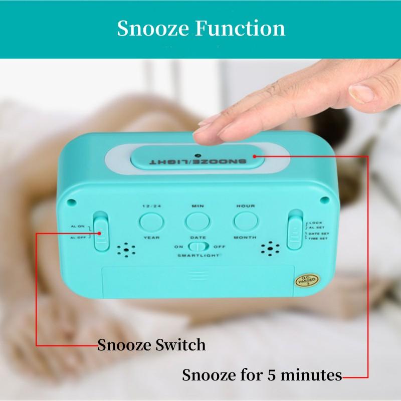Alarm Clock Desktop Digital Clock  LCD Large Screen Temperature Calendar Nightlight Wake-up Student Snooze Clock 12/24H Bedrooms