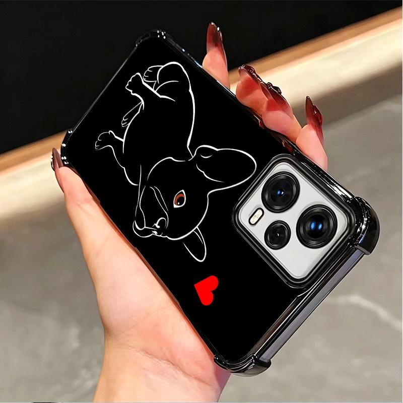French Bulldog Black Desgin Plating Phone Case For Xiaomi Poco X5 X6 X7 X8 Pro Max F8 Ultra F7 M8 M7 M5S Redmi 15C 15 14C 13C 13