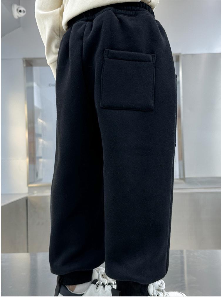 Boy's Fleece-Lined One-Piece Casual Warm Sweatpants for Fall & Winter - Stylish and Thickened Sports Pants