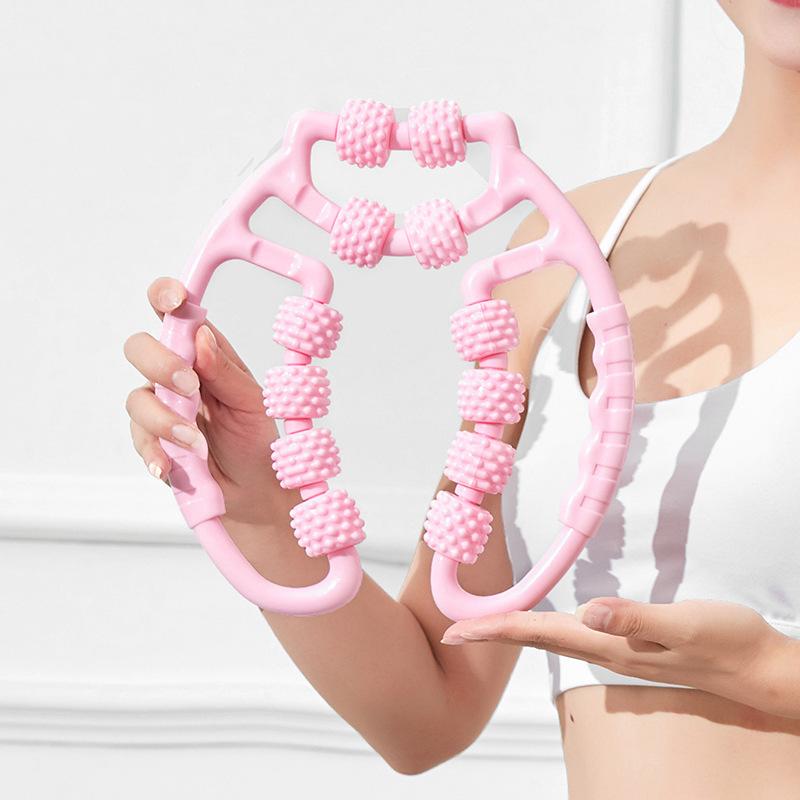 Entrenador de piernas con abrazadera de anillo de 12 ruedas, dispositivo de belleza para la cintura, masajeador de yoga, rodillo de relajación muscular