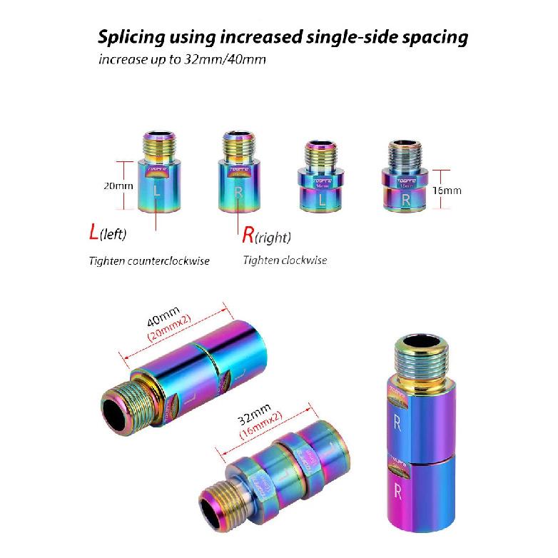 Bike Bicycle Pedal Extender 16mm/20mm for 9/16 In Threaded Pedals Chrome-Molybdenum Steel
