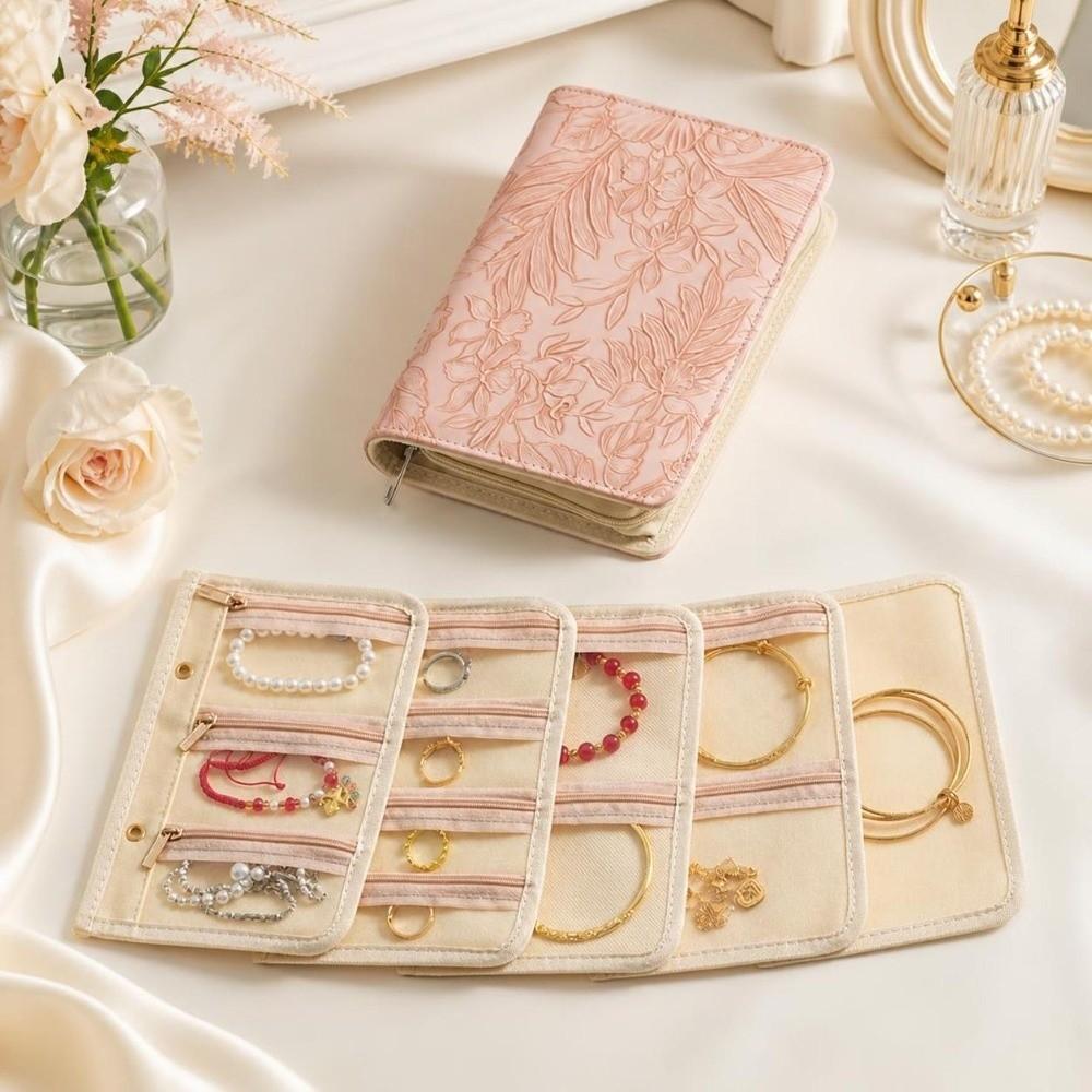 Zipper Jewelry Storage Bag Embroidery Pattern Jewelry Book Elegant Jewelry Pouch Travel