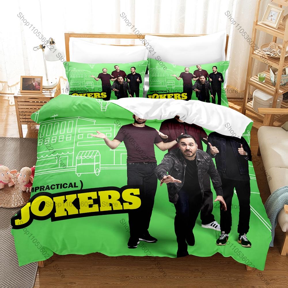 Impractical Jokers Bedding Set Duvet Cover + 2 Pillowcases Comedy Prank TV Show Four Guys Funny Retro Bedroom Decor