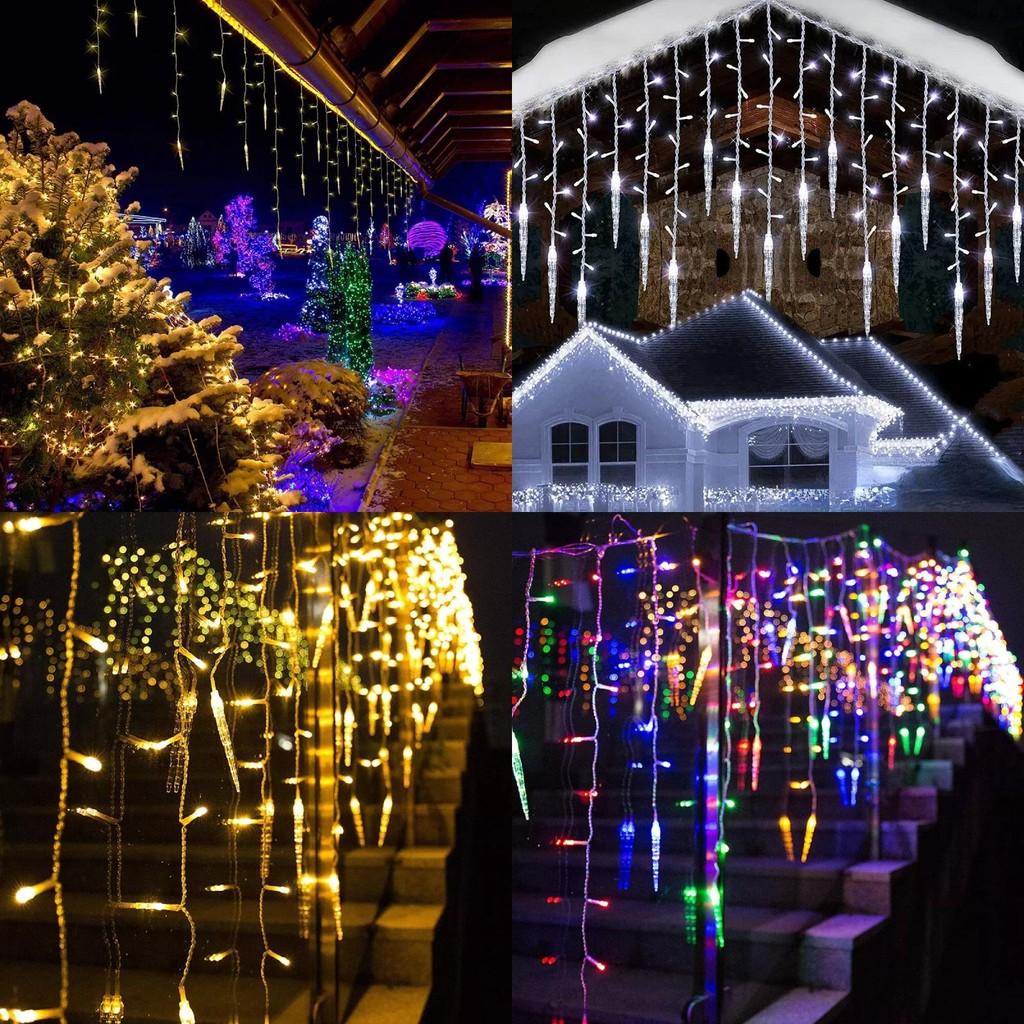 Beautiful Led Icicle String Lights For Holiday Decor Featuring Multiple Color Variations And 96 Led Bulbs