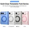 For iPhone Duo Case For Magsafe Transparent Magnetic Rotating Holder Hinge With Tempered Film Shockproof Back Cover Accessories
