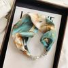 Chinese retro multi-functional magnetic women's silk scarf small strip diamond magnetic buckle small scarf
